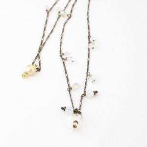 Antiqued Gold Chain, Clear and Opaque Crystal Bead